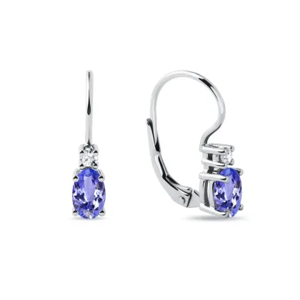 Zdjęcie Kolczyki z białego złota z owalnymi tanzanitami i diamentami KLENOTA
