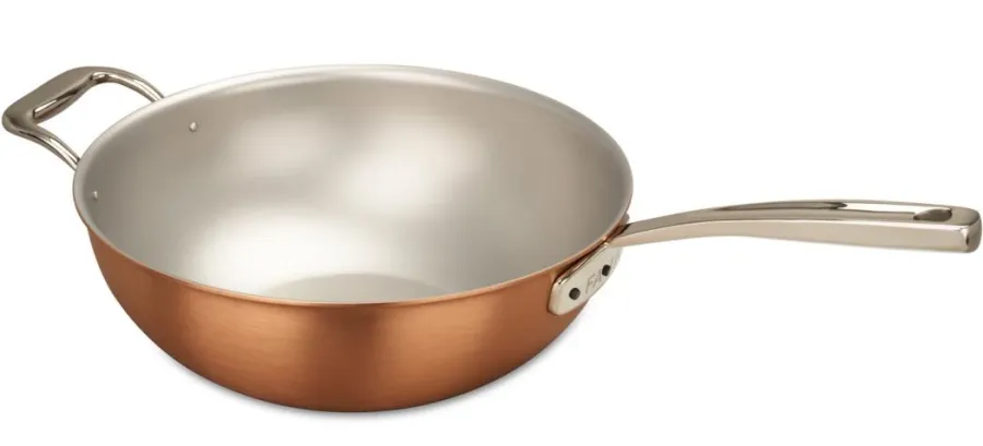 obrazek 5 Wok z miedzi o średnicy 28 cm z rączką i uchwytem pomocniczym
