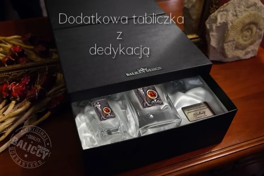 obrazek 2 Karafka i szklanki z bursztynem, dla miłośników golfa