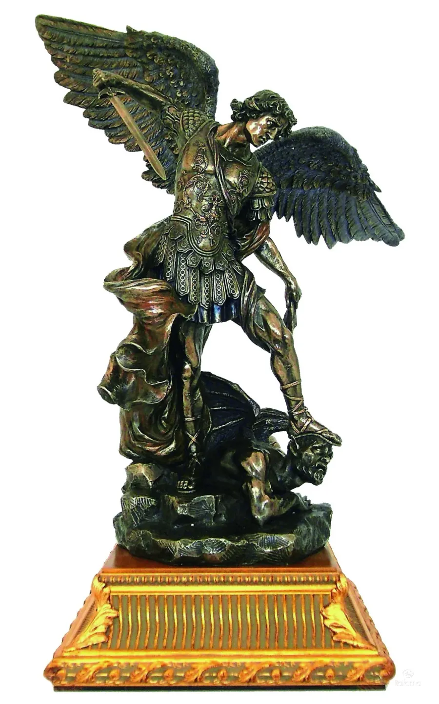 obrazek 1 Piękna figura Archanioła Michała na drewnianej podstawie