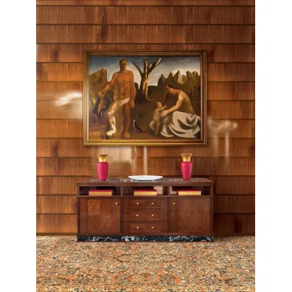 Zdjęcie Klasyczny kredens z litego i wielowarstwowego drewna z marmurowym blatem i podstawą – Mascheroni