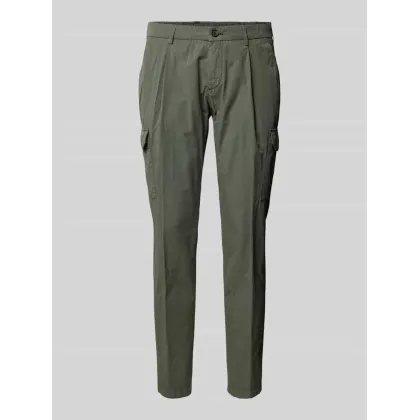 Zdjęcie Spodnie cargo o kroju tapered fit z zakładkami w pasie model ‘TRAIANO’