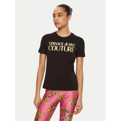 Zdjęcie Versace Jeans Couture T-Shirt 78HAHT01 Czarny Regular Fit