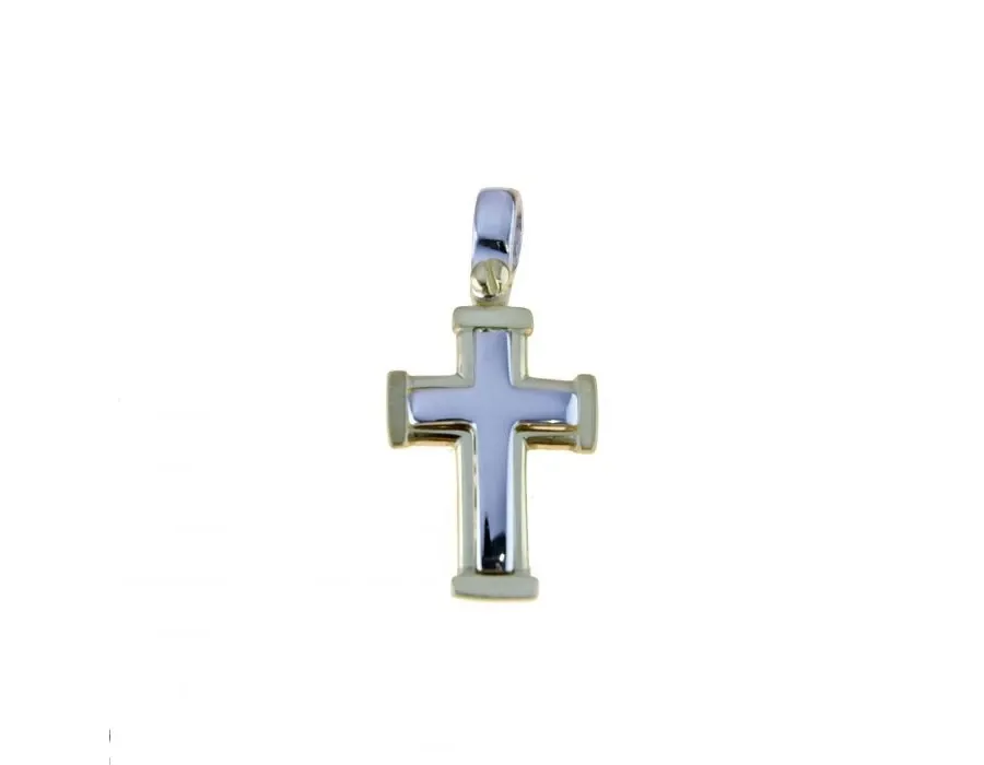 obrazek 1 Włoski błyszczący krzyżyk męski z satynową krawędzią 18x13mm