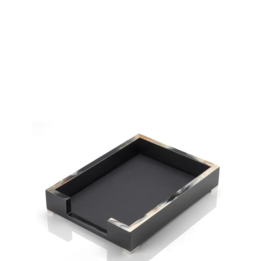 picture 1 Stylish A4 document tray in a dark corner and wood with black gloss lacquered - Arcahorn