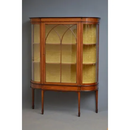 Zdjęcie Wysokiej jakości serwantka / gablota edwardiańska - mahoń i inkrustowana porcelana