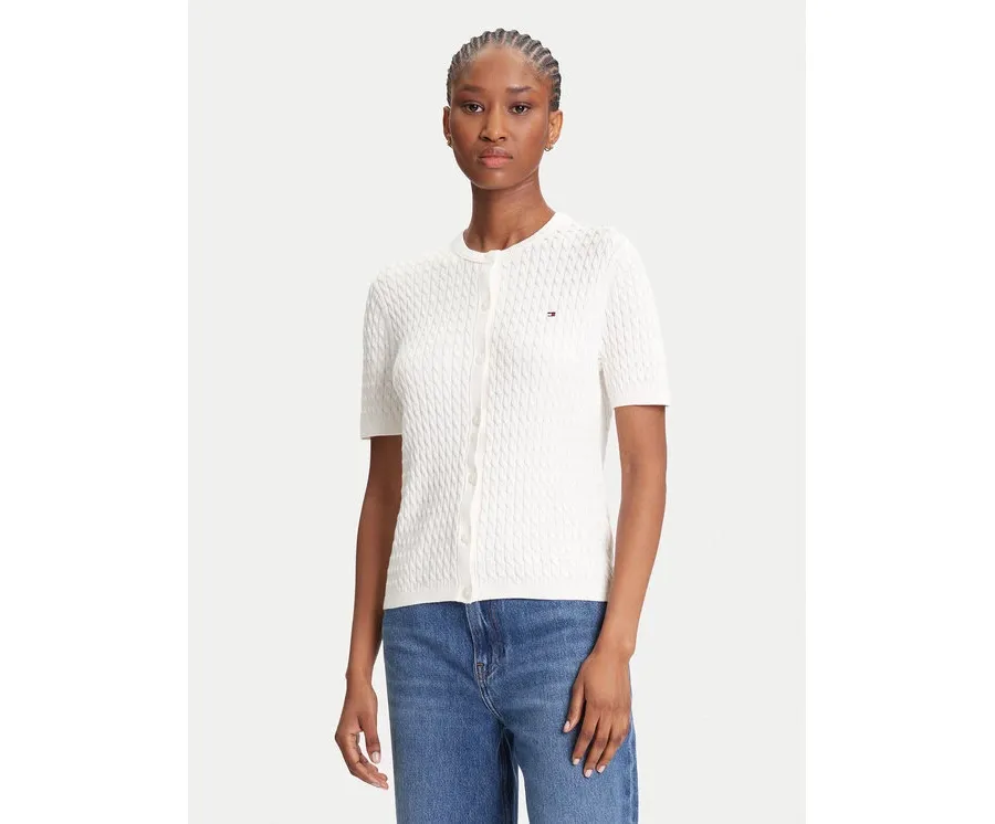 obrazek 1 Tommy Hilfiger Kardigan WW0WW45707 Écru Slim Fit