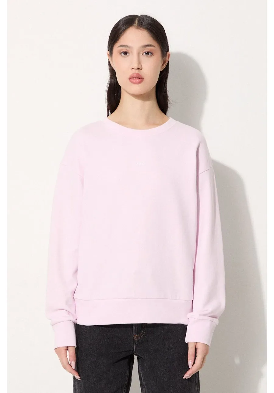 obrazek 1 A.P.C. bluza bawełniana Sweat Annie damska kolor różowy gładka