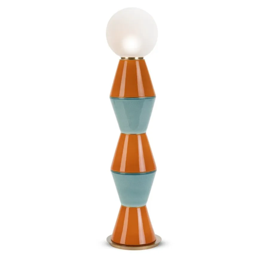 obrazek 1 Duża lampa stołowa z geometrycznym zestawieniem ceramicznych H.93xL.22xP.22 cm