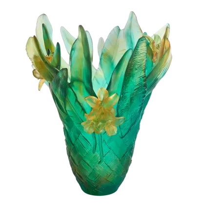 Zdjęcie Oryginalny roślinny kryształowy wazon – marka Daum