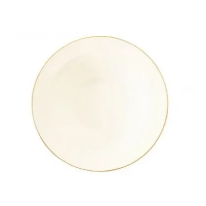 Zdjęcie Kremowa porcelanowa okrągła miska ze złotą obwódką w stylu klasycznym - Tettau