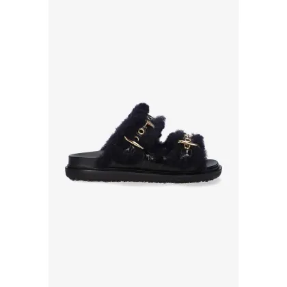 Zdjęcie Marni klapki skórzane Fussbett Shoe damskie kolor czarny FBMS014501.P5045.ZL866-CZARNY