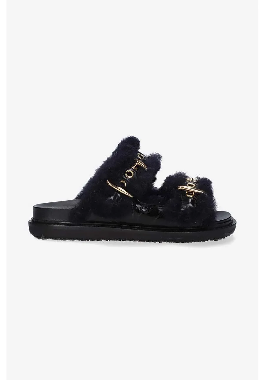 obrazek 1 Marni klapki skórzane Fussbett Shoe damskie kolor czarny FBMS014501.P5045.ZL866-CZARNY