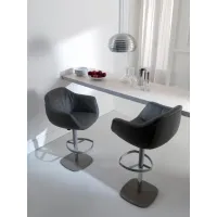 Zdjęcie Designerskie, skórzane, obrotowe krzesło barowe