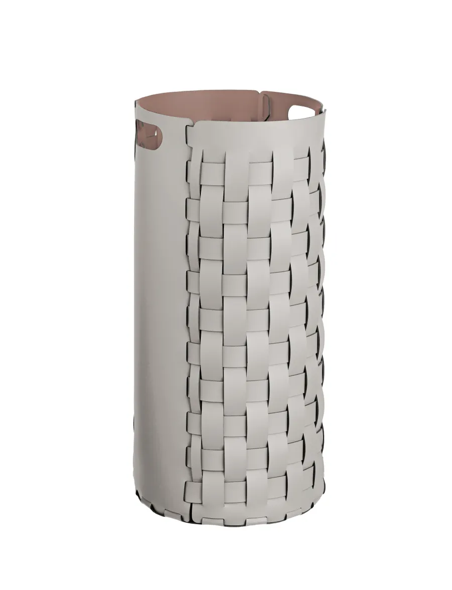 obrazek 1 Wysoki kosz Bottega Ø33xH68 cm w kolorze perłowym