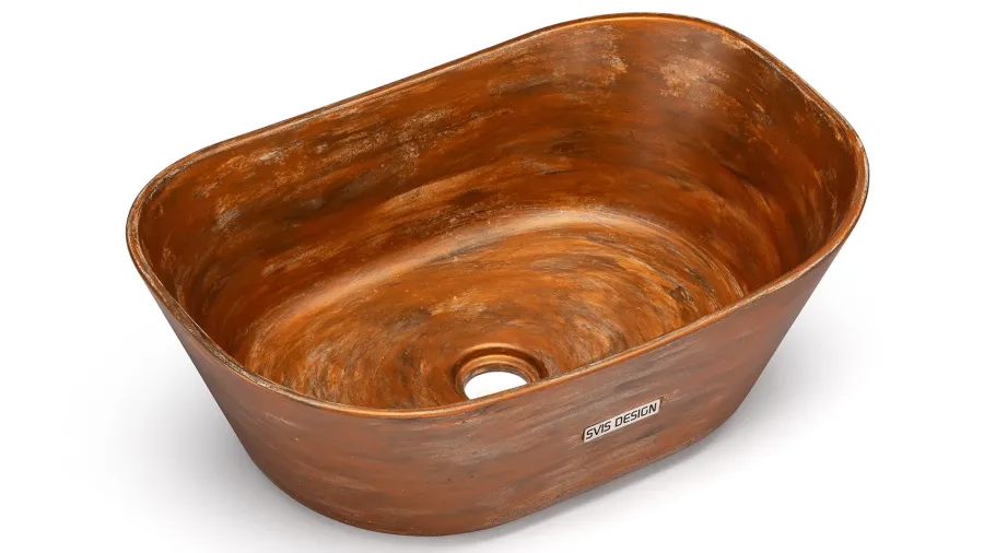 obrazek 2 Stylowa umywalka 50 cm LIBRA BASIC – AGED METAL, miedziany i czarny, lakier matowy