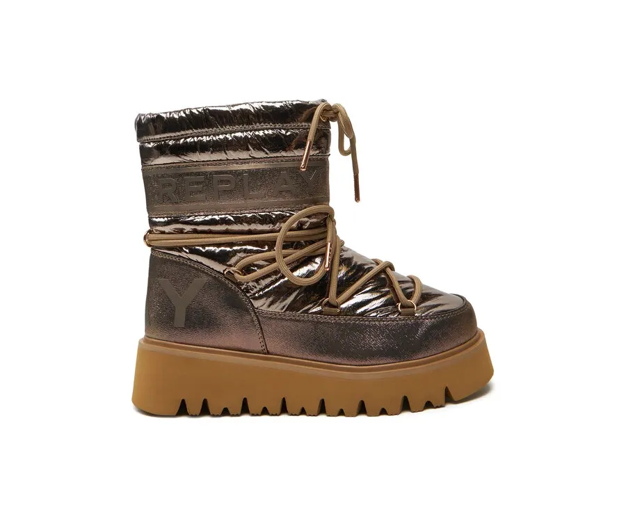 obrazek 1 REPLAY Śniegowce Shiny-Effect Harper United Lace-Up GWF4R.000.C0002T Złoty