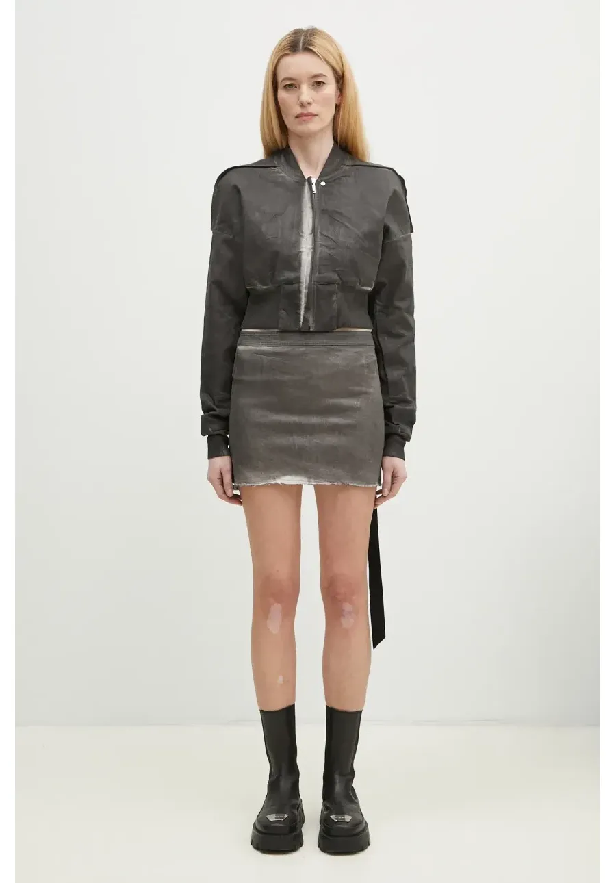 obrazek 1 Rick Owens kurtka bomber Flight Jacket Cropped damski kolor szary przejściowa DS01E3719.SCF