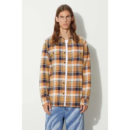 Zdjęcie Filson koszula bawełniana Vintage Flannel Work Shirt męska kolor brązowy regular z kołnierzykiem klasycznym FMCAM0016