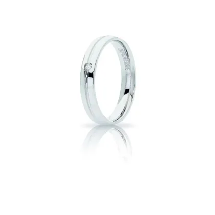 Zdjęcie Elegancka obrączka z białego złota z brylantem szer. 3,20mm