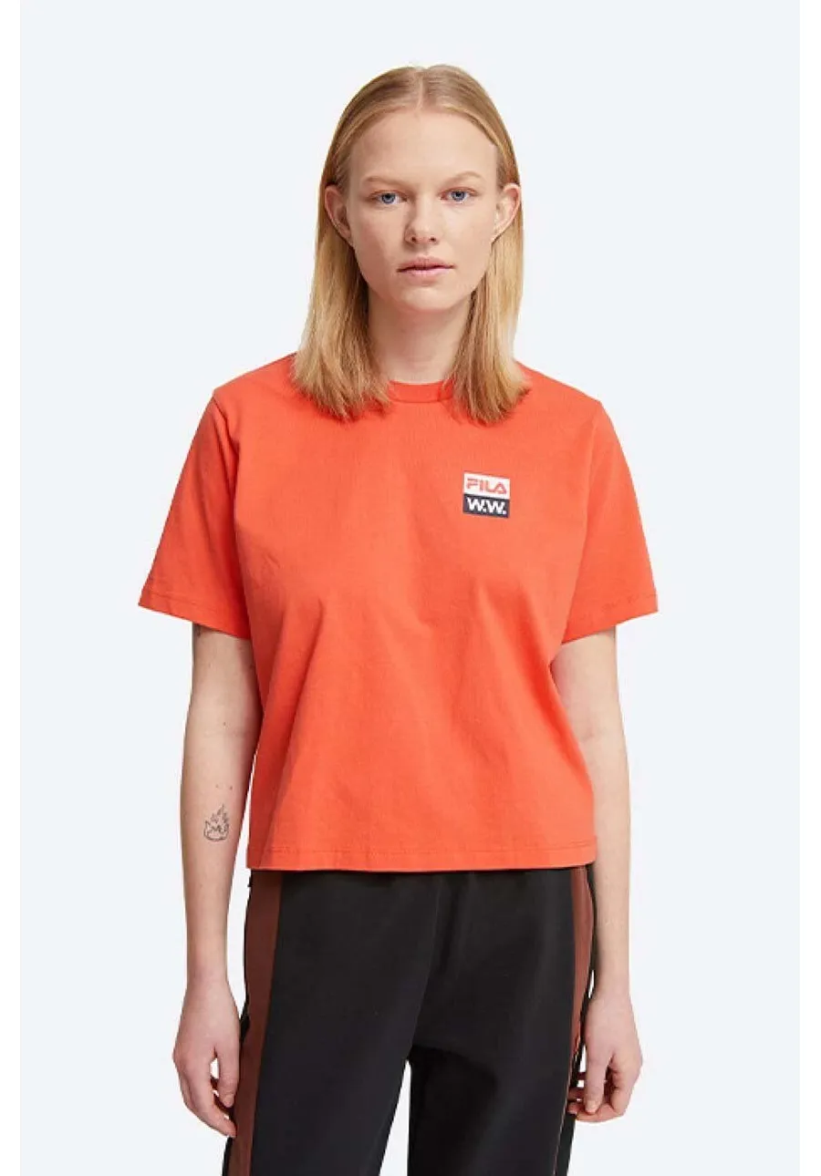 obrazek 1 Wood Wood t-shirt bawełniany Steffi T-Shirt x Fila kolor pomarańczowy 688376.B026-ORANGE