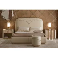 Zdjęcie Łóżko ze stelażem drewnianym, w całości tapicerowane tkaniną lub skórą