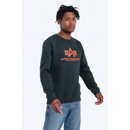 Zdjęcie Alpha Industries bluza Basic Sweater męska kolor zielony z nadrukiem 178302.353