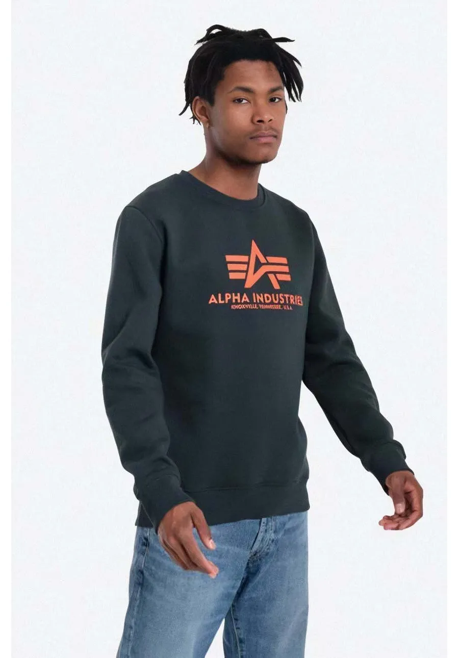 obrazek 1 Alpha Industries bluza Basic Sweater męska kolor zielony z nadrukiem 178302.353