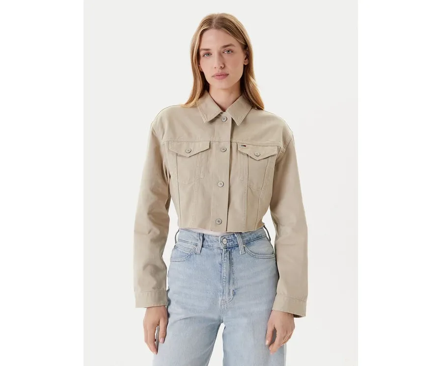 obrazek 1 Tommy Jeans Kurtka jeansowa Flag DW0DW21431 Beżowy Regular Fit