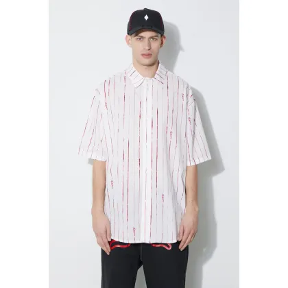 Zdjęcie Marcelo Burlon koszula bawełniana County Pinstripes Over Shirt męska kolor biały relaxed z kołnierzykiem klasycznym CMGG004S24FAB0010128
