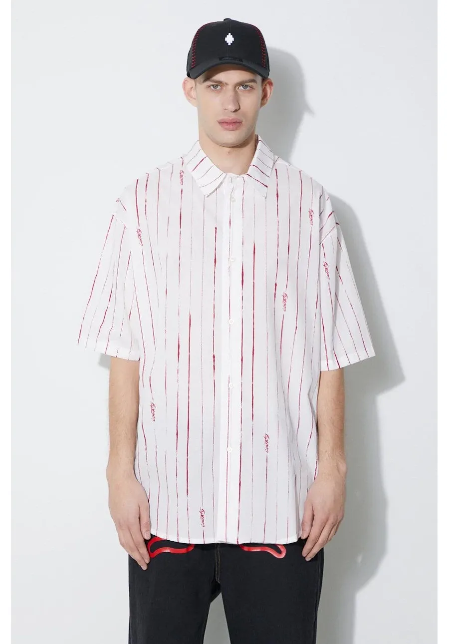 obrazek 1 Marcelo Burlon koszula bawełniana County Pinstripes Over Shirt męska kolor biały relaxed z kołnierzykiem klasycznym CMGG004S24FAB0010128