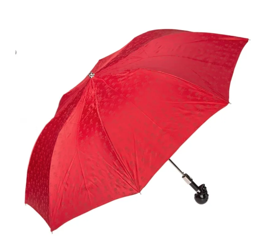 obrazek 7 Wyjątkowy czerwony parasol męski z czerwonym nadrukiem w czaszki z rączką w kształcie czarnej czaszki - Pasotti