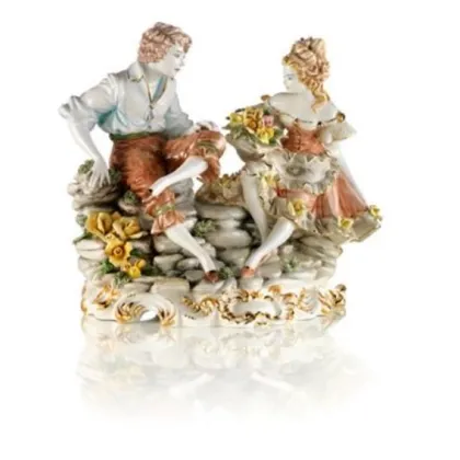 Zdjęcie Stylowa figura ceramiczna w stylu barokowym dwojga nastolatków - Ceramiche ML