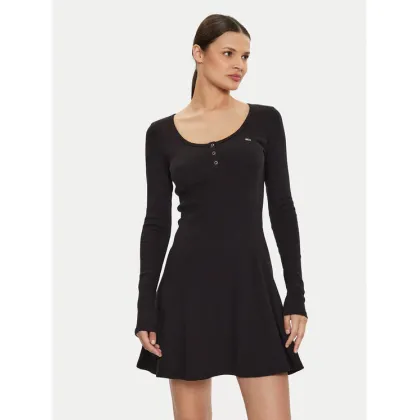 Zdjęcie Tommy Jeans Sukienka codzienna Henley DW0DW18482 Czarny Slim Fit