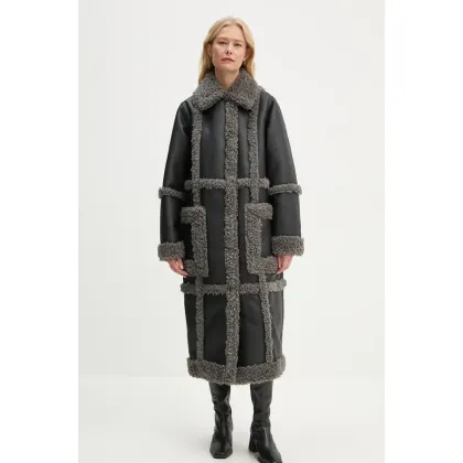 Zdjęcie Stand Studio płaszcz Patrice Coat damski kolor czarny przejściowy oversize 61100-9010
