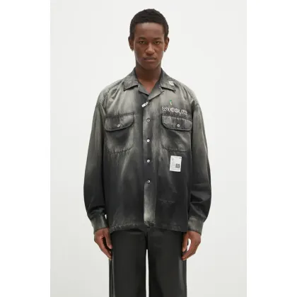 Zdjęcie Maison MIHARA YASUHIRO koszula Bleached Longsleeve Satin Shirts męska kolor czarny relaxed z kołnierzykiem klasycznym J13SH183