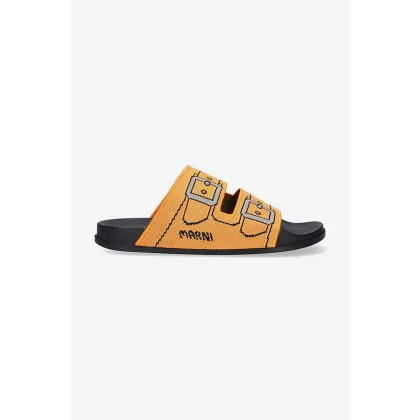 Zdjęcie Marni klapki Sandal męskie kolor pomarańczowy SAMR003802.P4547-POMARA