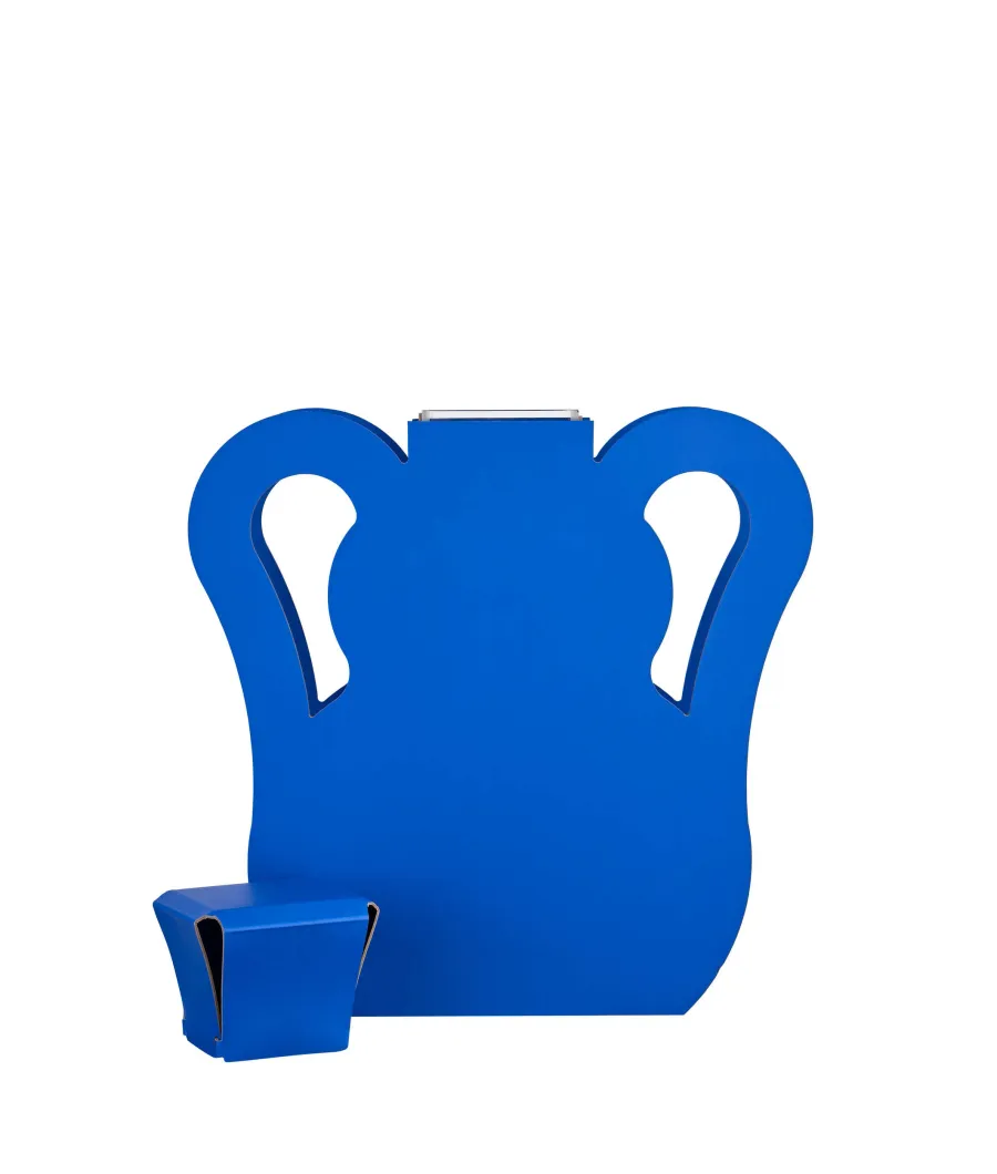 obrazek 2 Wazon Otto 9x40xH45 cm z naturalnej skóry w stylowym kolorze błękitu Majorelle