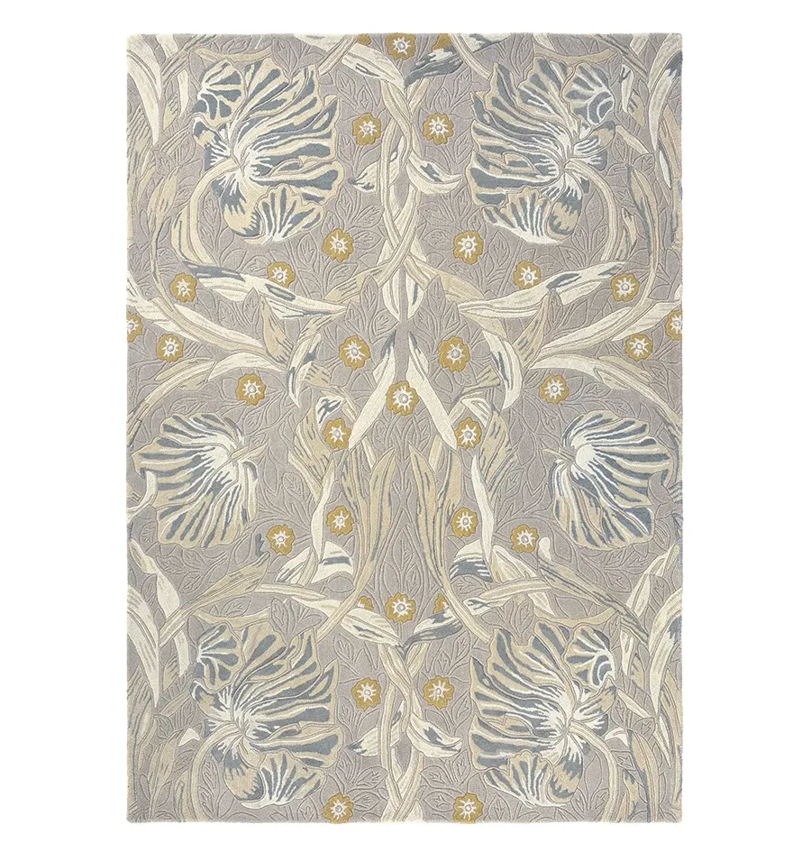 Luksusowy Szaro Beżowy Dywan w Kwiaty - PIMPERNEL LINEN 28701