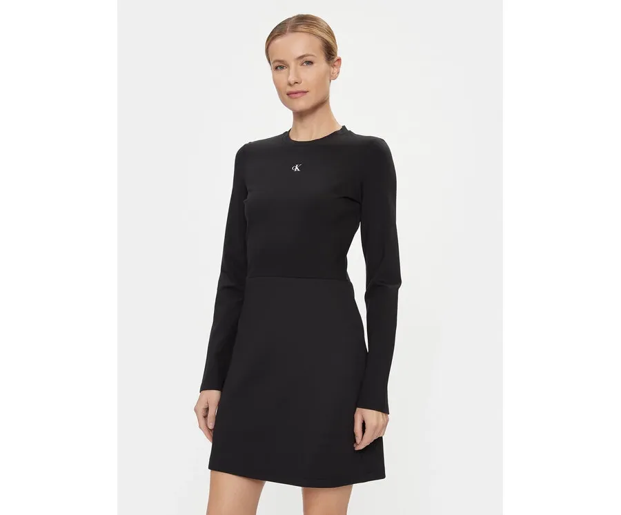 obrazek 1 Calvin Klein Jeans Sukienka codzienna Milano Spacer Mix Outfit Dress J20J222528 Czarny Regular Fit