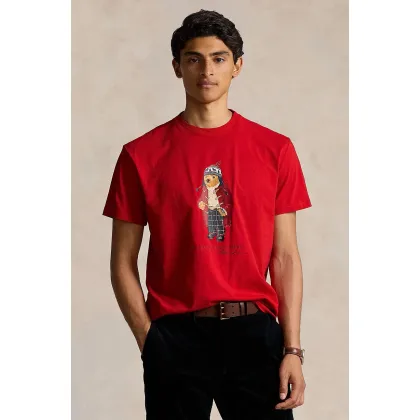 Zdjęcie Polo Ralph Lauren t-shirt bawełniany męski kolor czerwony z nadrukiem 710854497
