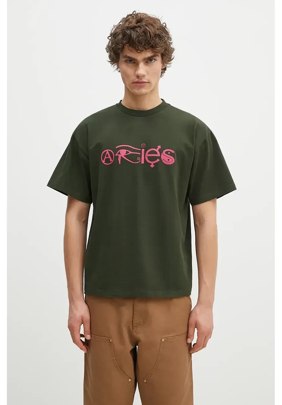 obrazek 1 Aries t-shirt bawełniany Coexist SS Tee męski kolor zielony z nadrukiem AR6001302