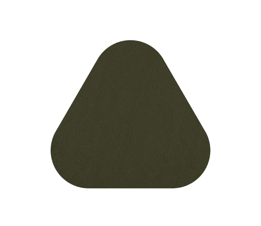 obrazek 3 Stylowa trójkątna podkładka pod kieliszek ze skóry w kolorze musztardowym i oliwkowym