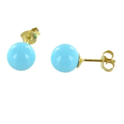 Zdjęcie Duże turkusowe kolczyki z żółtego złota