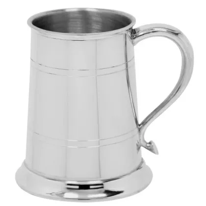 Picture Beautiful tin beer mug with a swan-style handle