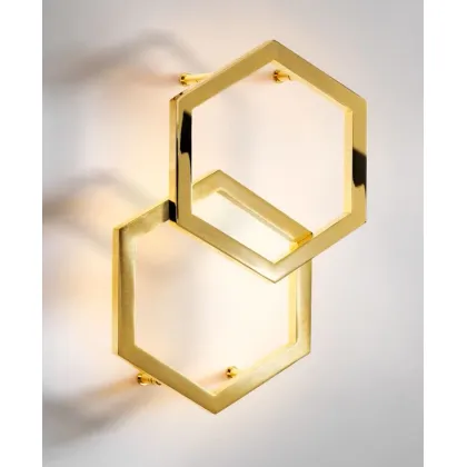 Zdjęcie Kinkiet ścienny z kolekcji Hexagon z mosiądzu z paskiem LED – Il Paralume Marina