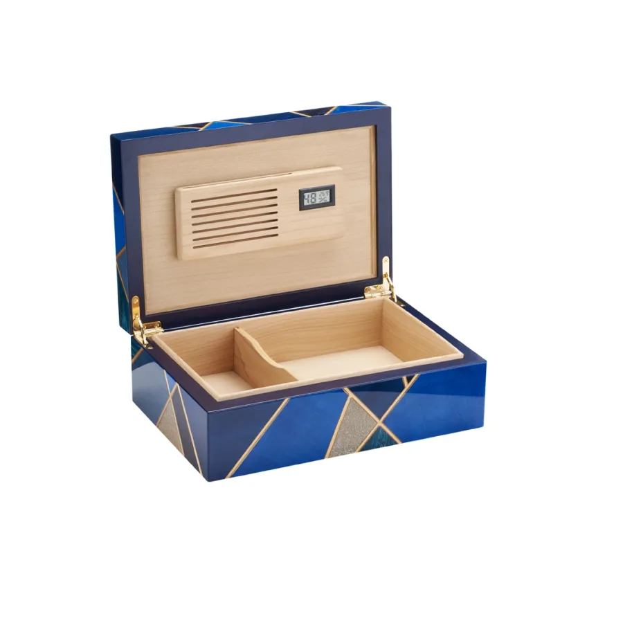 obrazek 1 Humidor na cygara wykonany z cedru w kolorze niebieskim
