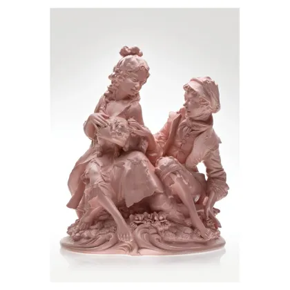 Zdjęcie Oryginalna figurka pary z kotem do eleganckiego wnętrza