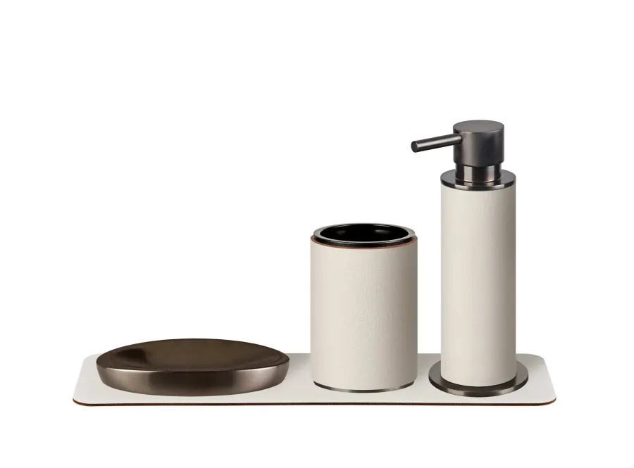 obrazek 2 Wyjątkowy biały uchwyt na kubek Ø7xH10,5 cm wykonany z naturalnej skóry