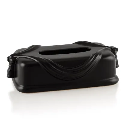 Picture Black ceramic cover for tissue box with napkin - Ahura